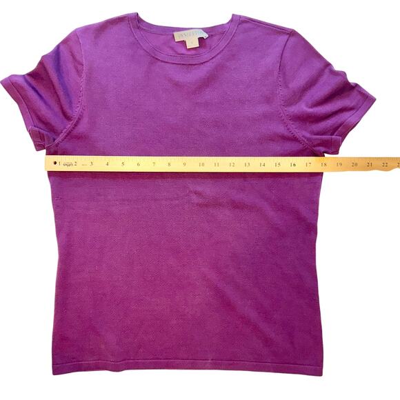 Pendleton Silk Blend Knit Tee Shirt Women's XS Blue & Purple Short Sleeve - Picture 6 of 10